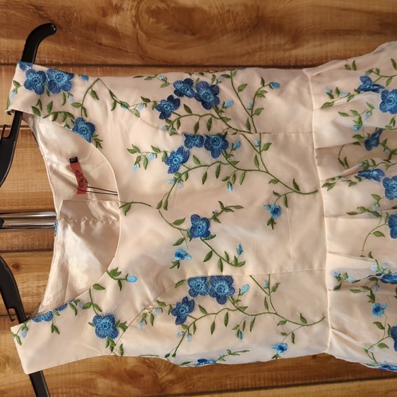 Modcloth Chi Chi London Floral Romantic Blue Tulle Dress Bridesmaid - Picture 2 of 7